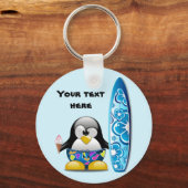 アイスクリームを添えたサーファーペンギン キーホルダー (正面)