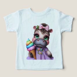 アイスクリームを添えた薄紫ドレスに身を包んだカバ