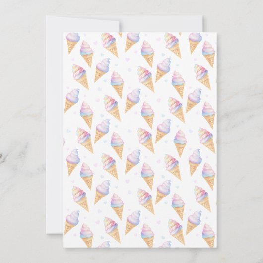 アイスクリームを添えた2回目の誕生日の招待状。 招待状 (裏面)