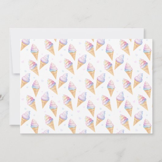 アイスクリームを添えた3回目の誕生日の招待状。 招待状 (裏面)