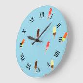 アイスクリームを青に塗ったポップスチクル ラージ壁時計 (傾斜)