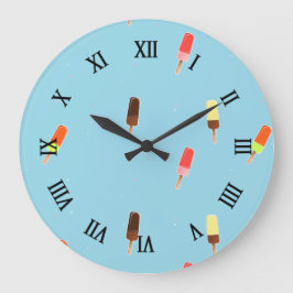 アイスクリームを青に塗ったポップスチクル ラージ壁時計
