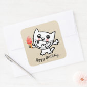 アイスクリームを食べたハッピーキャット スクエアシール (封筒)