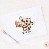 アイスクリームを食べたハッピーキャット スクエアシール (封筒)
