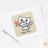 アイスクリームを食べたハッピーキャット スクエアシール (封筒)