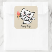 アイスクリームを食べたハッピーキャット スクエアシール (バッグ)