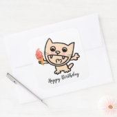 アイスクリームを食べたハッピーキャット スクエアシール (封筒)