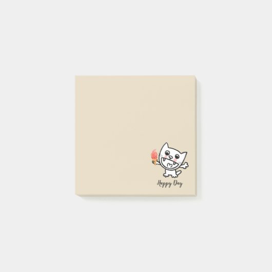 アイスクリームを食べたハッピーキャット ポストイット (正面)
