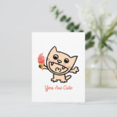 アイスクリームを食べたハッピーキャット ポストカード (スタンド正面)