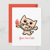 アイスクリームを食べたハッピーキャット ポストカード (正面/裏面)