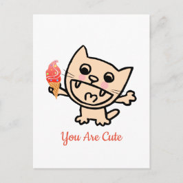 アイスクリームを食べたハッピーキャット ポストカード