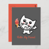 アイスクリームを食べたハッピーキャット ポストカード (正面/裏面)