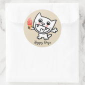 アイスクリームを食べたハッピーキャット ラウンドシール (バッグ)