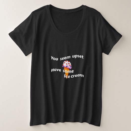 アイスクリームを食べる プラスサイズTシャツ (デザイン正面)