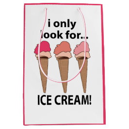 アイスクリームアイスクリームしか探さない ミディアムペーパーバッグ