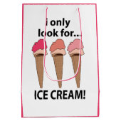 アイスクリームアイスクリームしか探さない ミディアムペーパーバッグ (裏面)