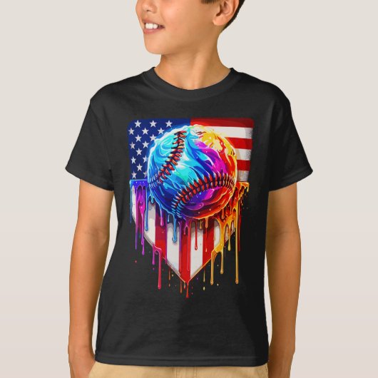 アイスクリームアメリカンのフラッグドリップを販売 Tシャツ (正面)