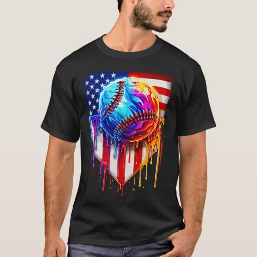 アイスクリームアメリカンのフラッグドリップを販売 Tシャツ (正面)