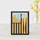 アイスクリームアメリカ国旗を滴らせる少年に点滴を売る カード (黄色い花)