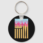 アイスクリームアメリカ国旗を滴らせる少年に点滴を売る キーホルダー (正面)