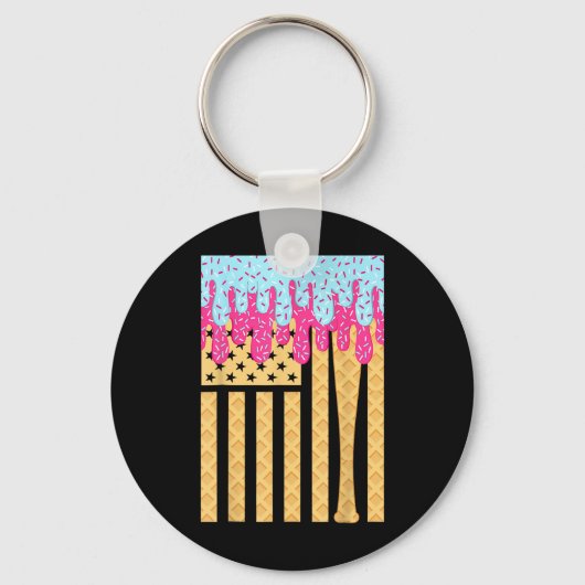 アイスクリームアメリカ国旗を滴らせる少年に点滴を売る キーホルダー (正面)