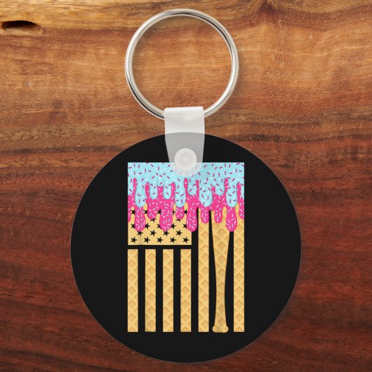 アイスクリームアメリカ国旗を滴らせる少年に点滴を売る キーホルダー (正面)