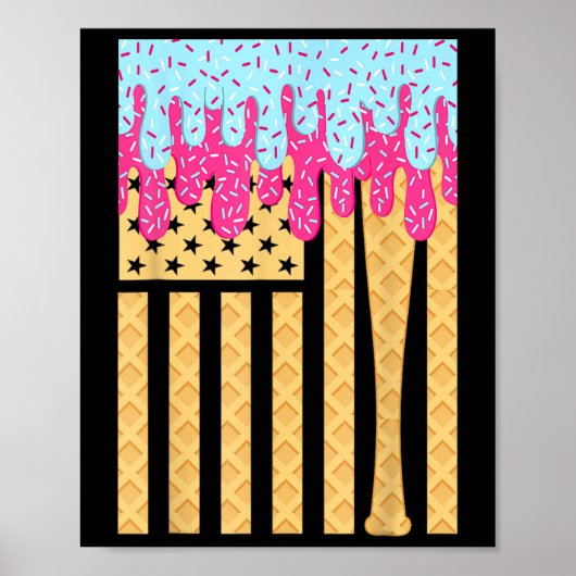 アイスクリームアメリカ国旗を滴らせる少年に点滴を売る ポスター (正面)