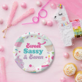 アイスクリームアンドケーキスイートサッシセブン7誕生日 ペーパープレート (パーティー)