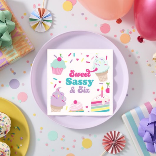アイスクリームアンドケーキスイートサッシー6誕生日 スタンダードカクテルナプキン