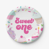 アイスクリームアンドケーキスウィートワン誕生日 ペーパープレート (正面)