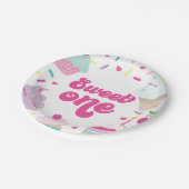 アイスクリームアンドケーキスウィートワン誕生日 ペーパープレート (アングル)