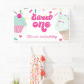 アイスクリームアンドケーキスウィートワン誕生日 横断幕 (インサイチュ)