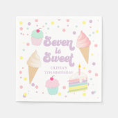 アイスクリームアンドケーキセブンは甘い7誕生日 スタンダードカクテルナプキン (正面)