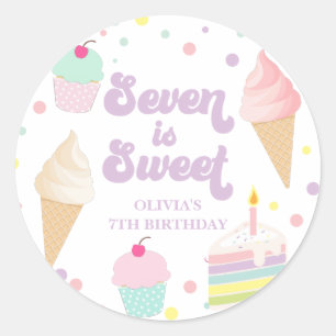 アイスクリームアンドケーキセブンは甘い7誕生日 ラウンドシール