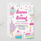 アイスクリームアンドケーキセブンは甘い7誕生日 招待状 (正面)