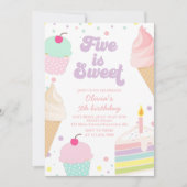 アイスクリームアンドケーキ5誕生日 招待状 (正面)