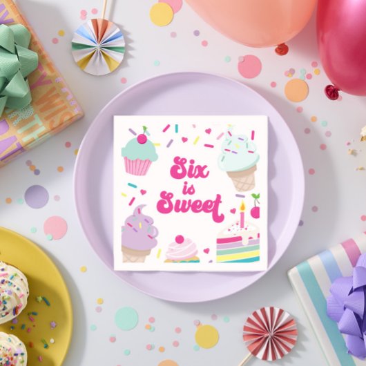 アイスクリームアンドケーキ6は甘い6誕生日 スタンダードカクテルナプキン