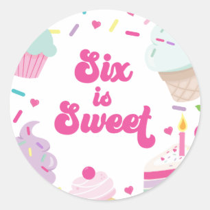 アイスクリームアンドケーキ6は甘い6誕生日 ラウンドシール