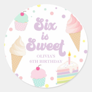 アイスクリームアンドケーキ6は甘い6誕生日 ラウンドシール