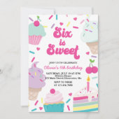 アイスクリームアンドケーキ6は甘い6誕生日 招待状 (正面)