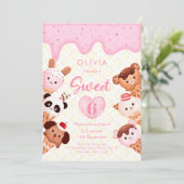 アイスクリームアンドスイーツピンクガールキッド誕生日 招待状 (スタンド正面)