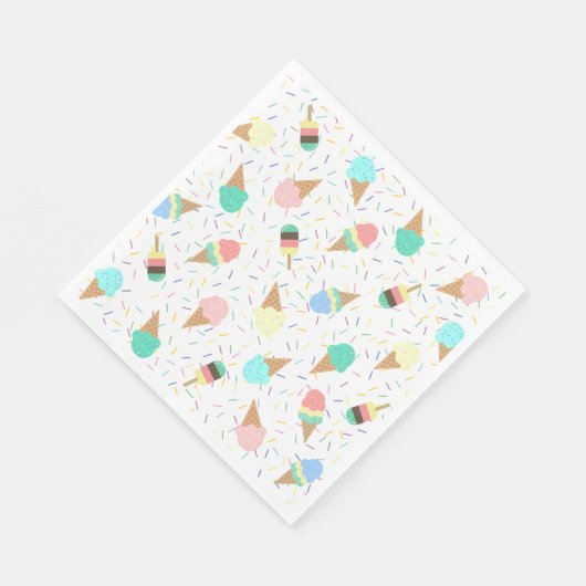 アイスクリームアンドスプリンクルズスウィートバースデーパーティー スタンダードランチョンナプキン (角)