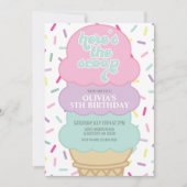 アイスクリームアンドスプリンクル誕生日 招待状 (正面)