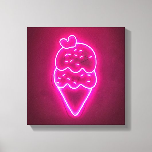 アイスクリームアートストロベリーアイスクリームクリップアートペイント キャンバスプリント (正面)