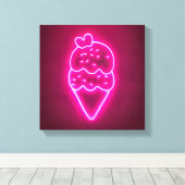 アイスクリームアートストロベリーアイスクリームクリップアートペイント キャンバスプリント (インサイチュ (ウッドフロア))