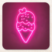 アイスクリームアートストロベリーアイスクリームクリップアートペイント スクエアペーパーコースター (正面)