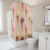 アイスクリームウォーターカラーシームレスイラストレーション シャワーカーテン (インサイチュ)