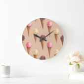 アイスクリームウォーターカラーシームレスイラストレーション ラージ壁時計 (ホーム)