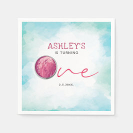 アイスクリームウォーターカラーファースト誕生日 スタンダードカクテルナプキン