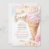 アイスクリームウォーターカラーフローラアイスクリームコーン 招待状 (正面)